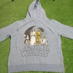 Star Wars Mens Hoodie Size Large Blue Gray Pullover Sweatshirt Casual
